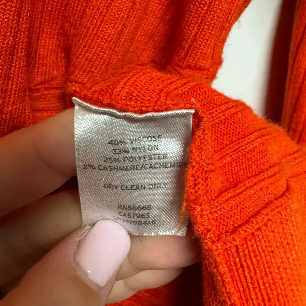 Something Navy Red Orange Side Knot Crew Neck Sweater Pullover Size XS Viscose